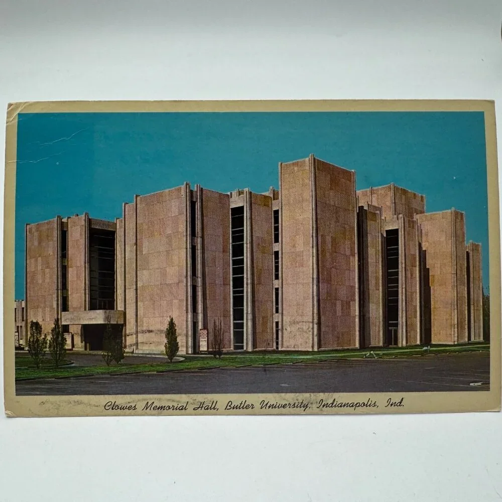 Vintage 1960s Butler University Clowes Memorial Hall Postcard